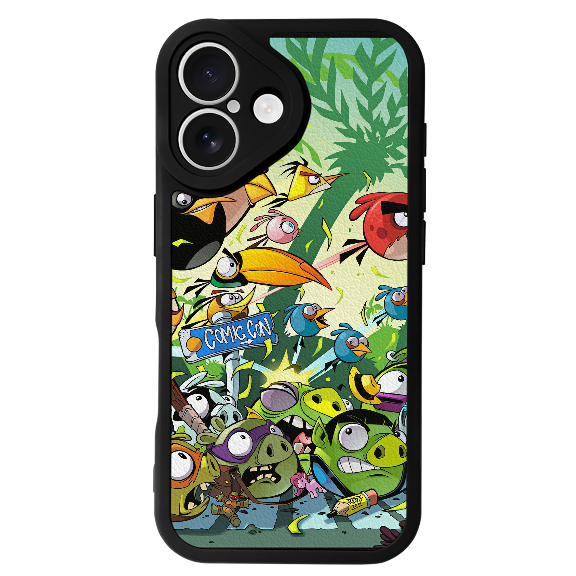 （画像用） Angry Birds アングリーバード 【iPhone 16シリーズ対応】シリコンスマホケース（レザー調） 材質：シリコン